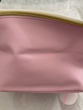Soft Pink Cosmetic Pouch with Gold Zipper
